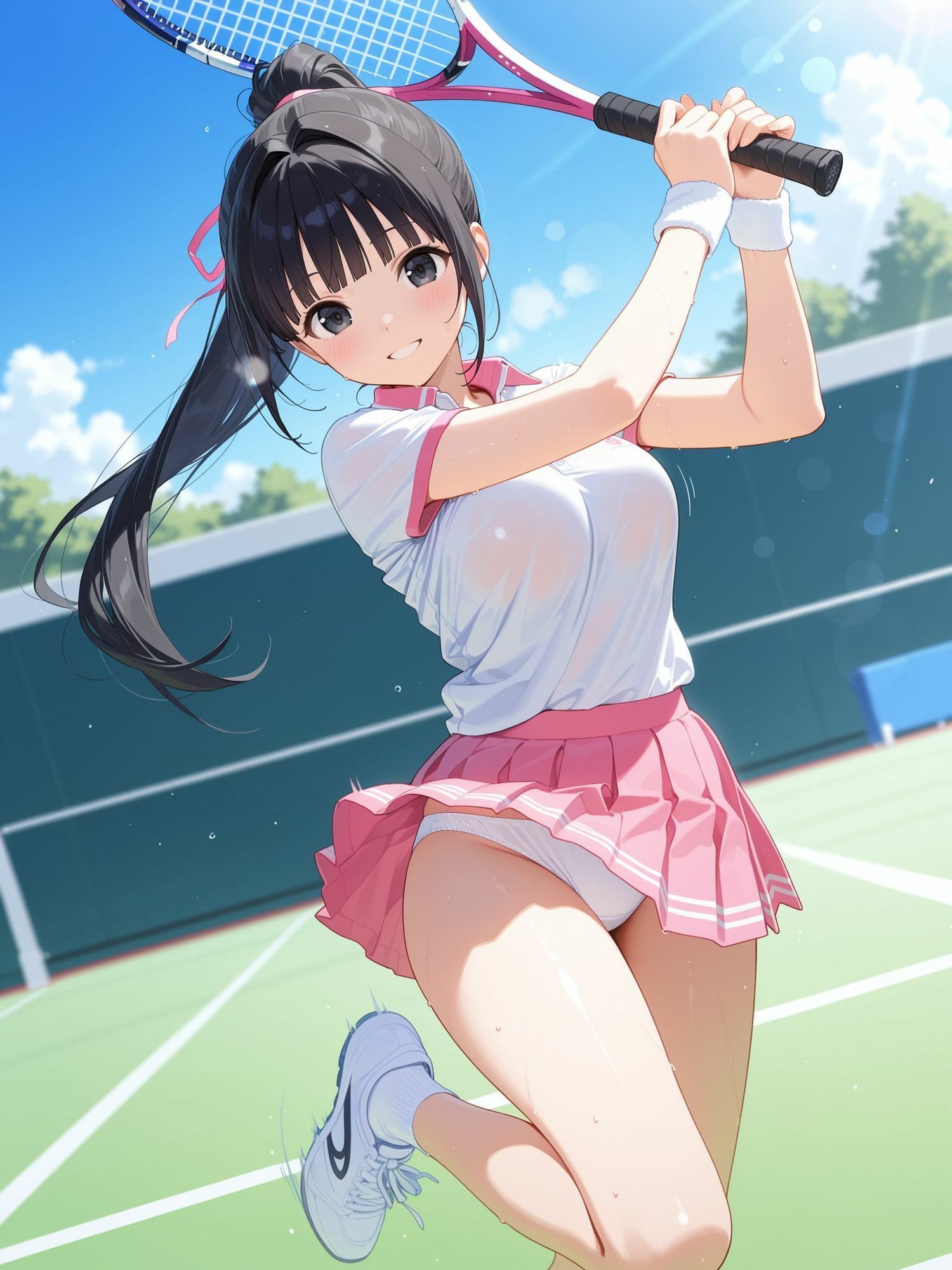 部活中なのにイケナイことをするテニス部の先輩 サンプル2ページ目