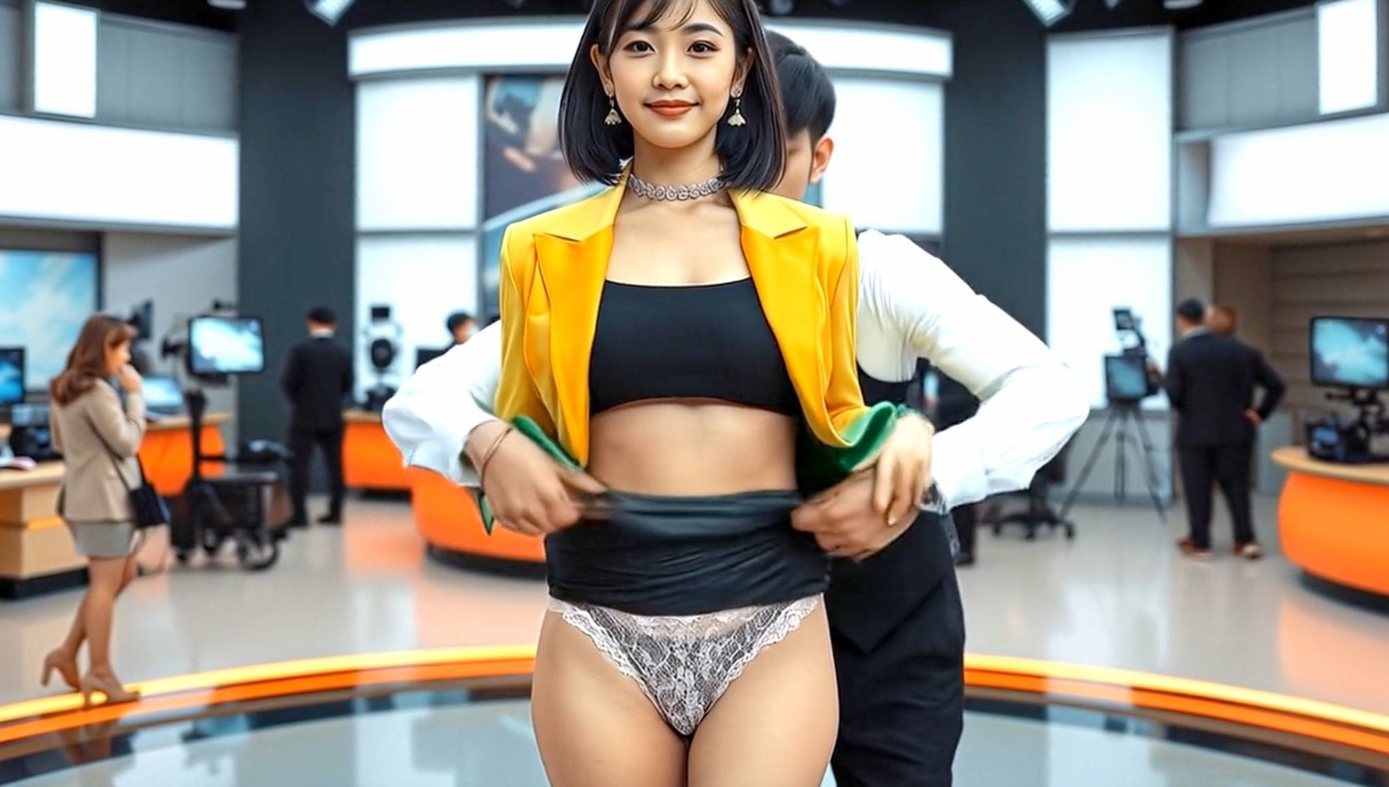 妄想28 女子アナ 放送前の下着チェック AI生成動画 サンプル6ページ目