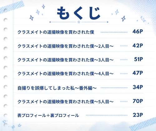 クラスメイトの盗撮映像を買わされた僕〜総集編 1〜 サンプル1ページ目