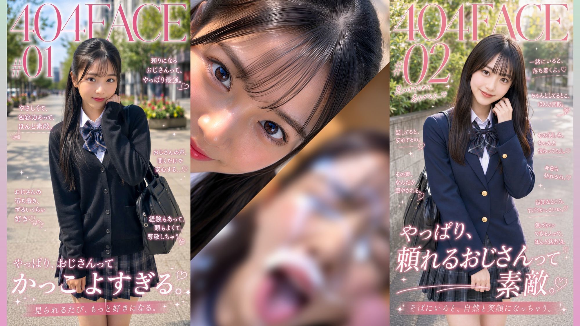 【404FACE】反転世界スキルを使いJK無双してしまうおじさんの世界線！大量顔射☆おまけ込み計36発射☆【4K超高画質動画】Facial Compilation サンプル1ページ目
