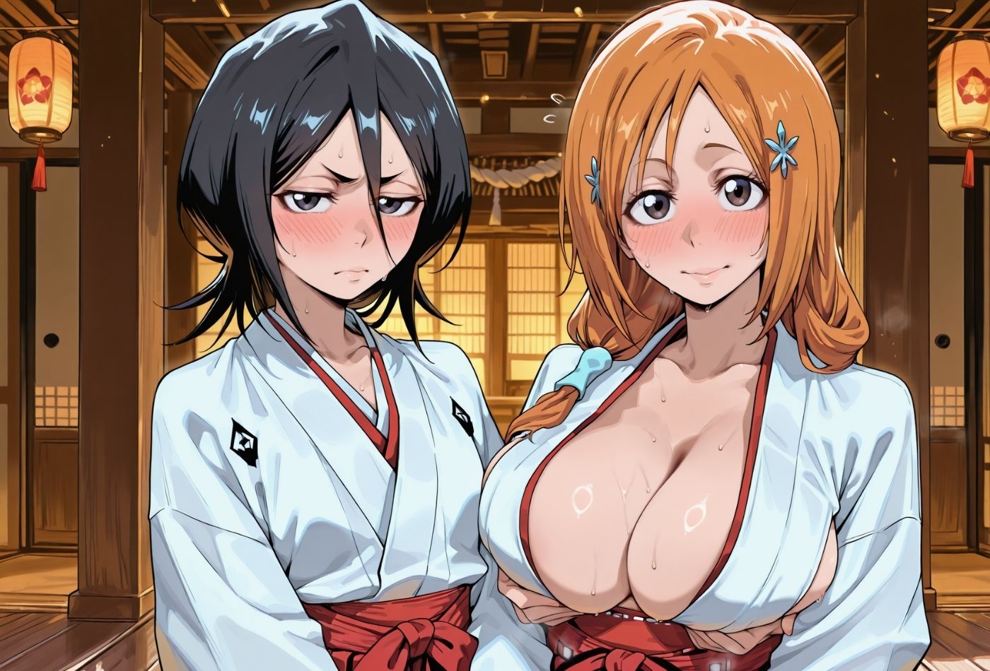死神巫女  〜ル〇ア＆織〇 神社で禊修行 〜 サンプル1ページ目