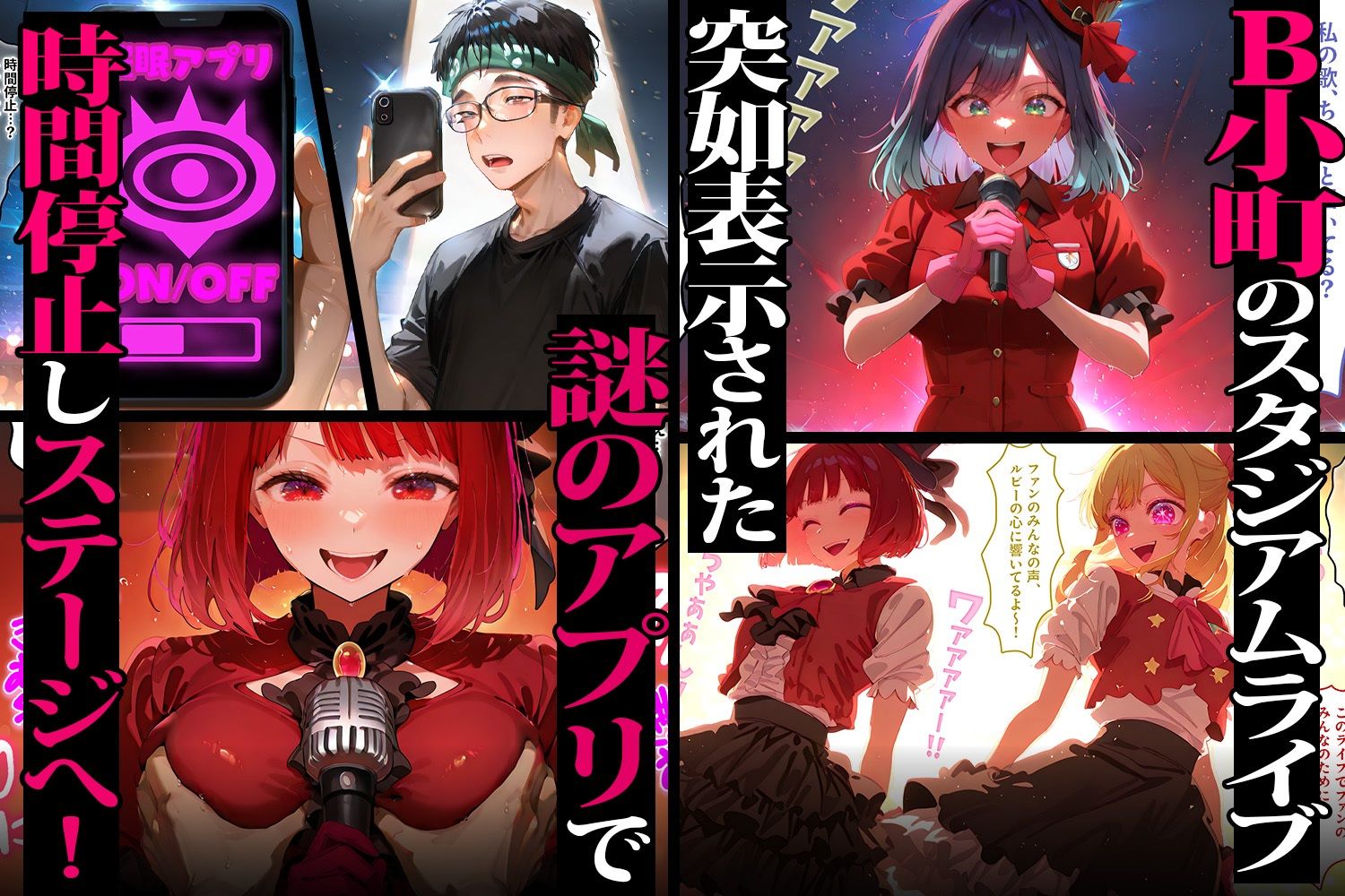 時間停止ライブで強●絶頂（はーと） 5万人の前で公開輪●されるアイドル達 推しの子編 サンプル1ページ目
