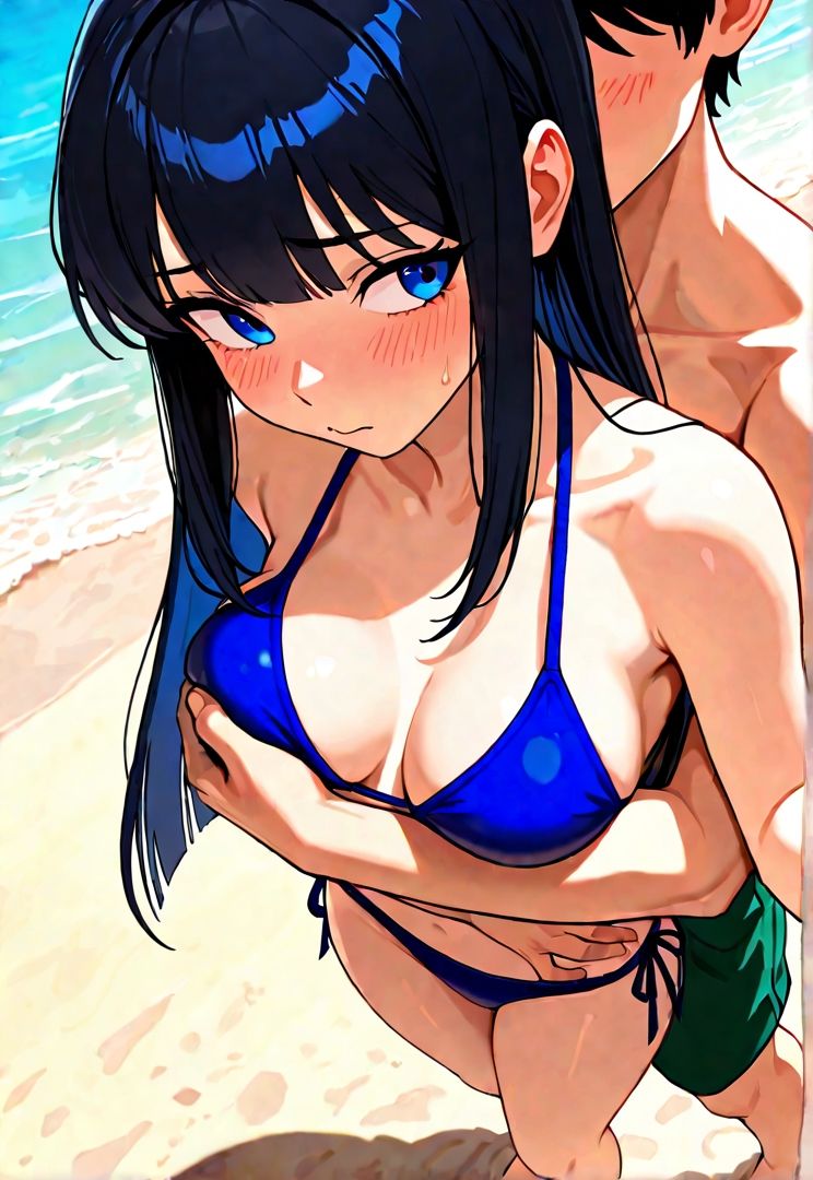 黒髪委員長とやってみた。（夏・海編） サンプル3ページ目