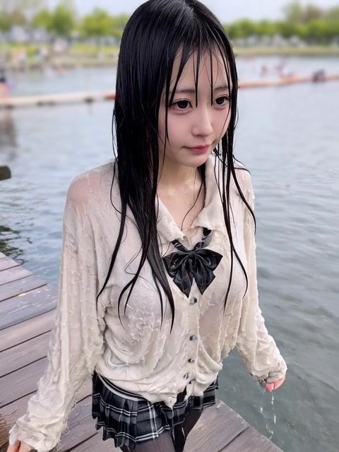 【AI動画259本】着衣ずぶ濡れ WET COLLECTION Vol.1｜池・川で全身びしょ濡れ サンプル8ページ目