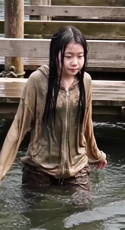 【AI動画259本】着衣ずぶ濡れ WET COLLECTION Vol.2｜池・川で全身びしょ濡れ サンプル7ページ目