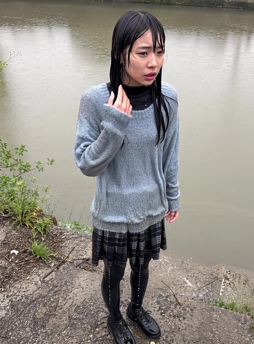 【AI動画259本】着衣ずぶ濡れ WET COLLECTION Vol.2｜池・川で全身びしょ濡れ サンプル9ページ目