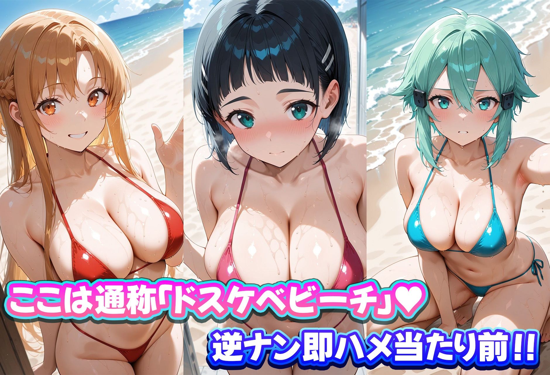 ドスケベビーチは逆ナン注意！！  ビッチなヒロイン達と即ハメハーレム！  SAO編 サンプル1ページ目