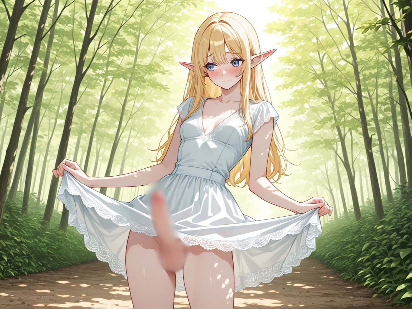 ふたなりエルフの野外オナニー サンプル2ページ目