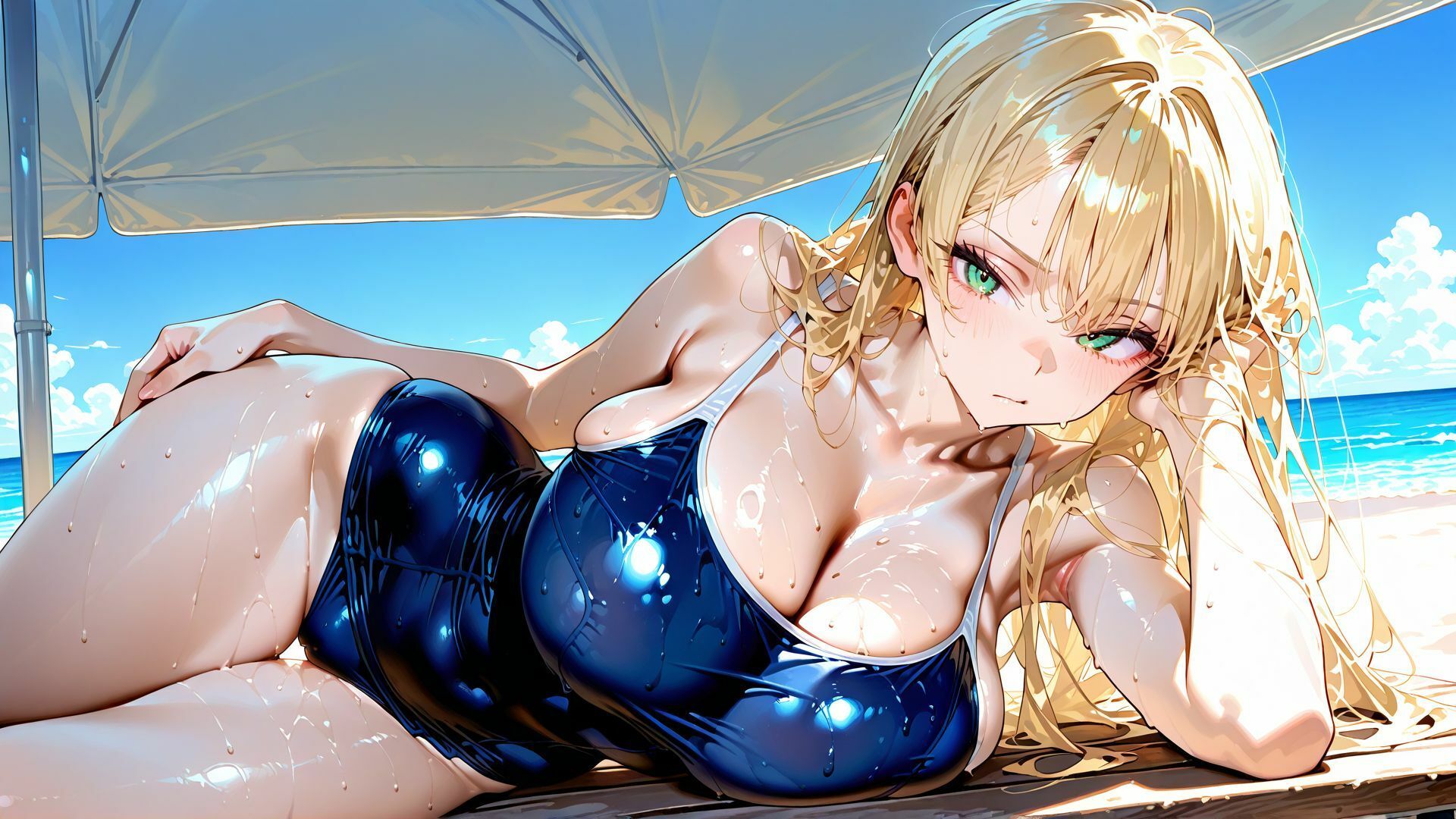 【4K】スク水姿の巨乳JKを、夏の海で汗だく中出しセックス サンプル4ページ目
