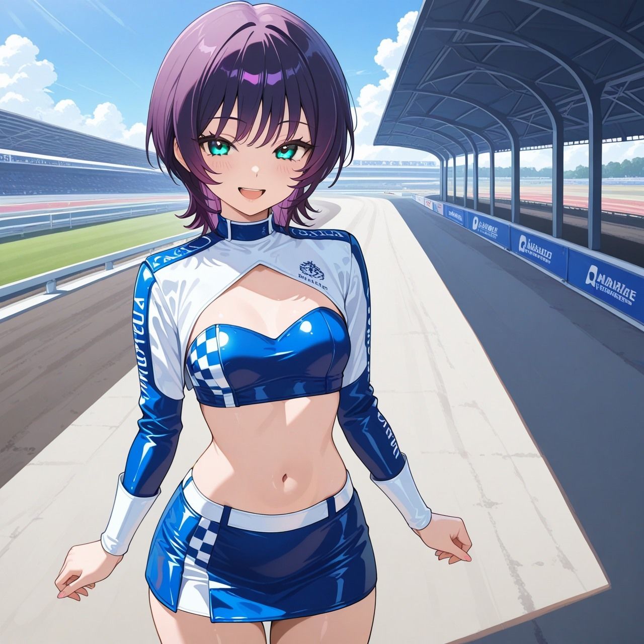 紫ショートちゃんの秘密のコスプレ撮影会 〜バニー・レースクイーン・巫女・ナース〜【R18 AI CG集】 サンプル2ページ目