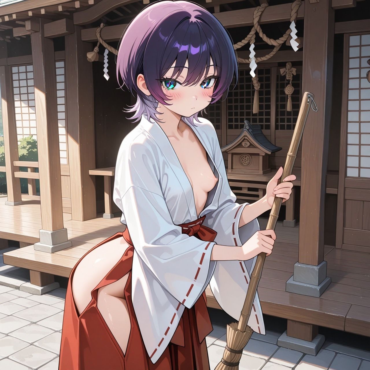 紫ショートちゃんの秘密のコスプレ撮影会 〜バニー・レースクイーン・巫女・ナース〜【R18 AI CG集】 サンプル5ページ目