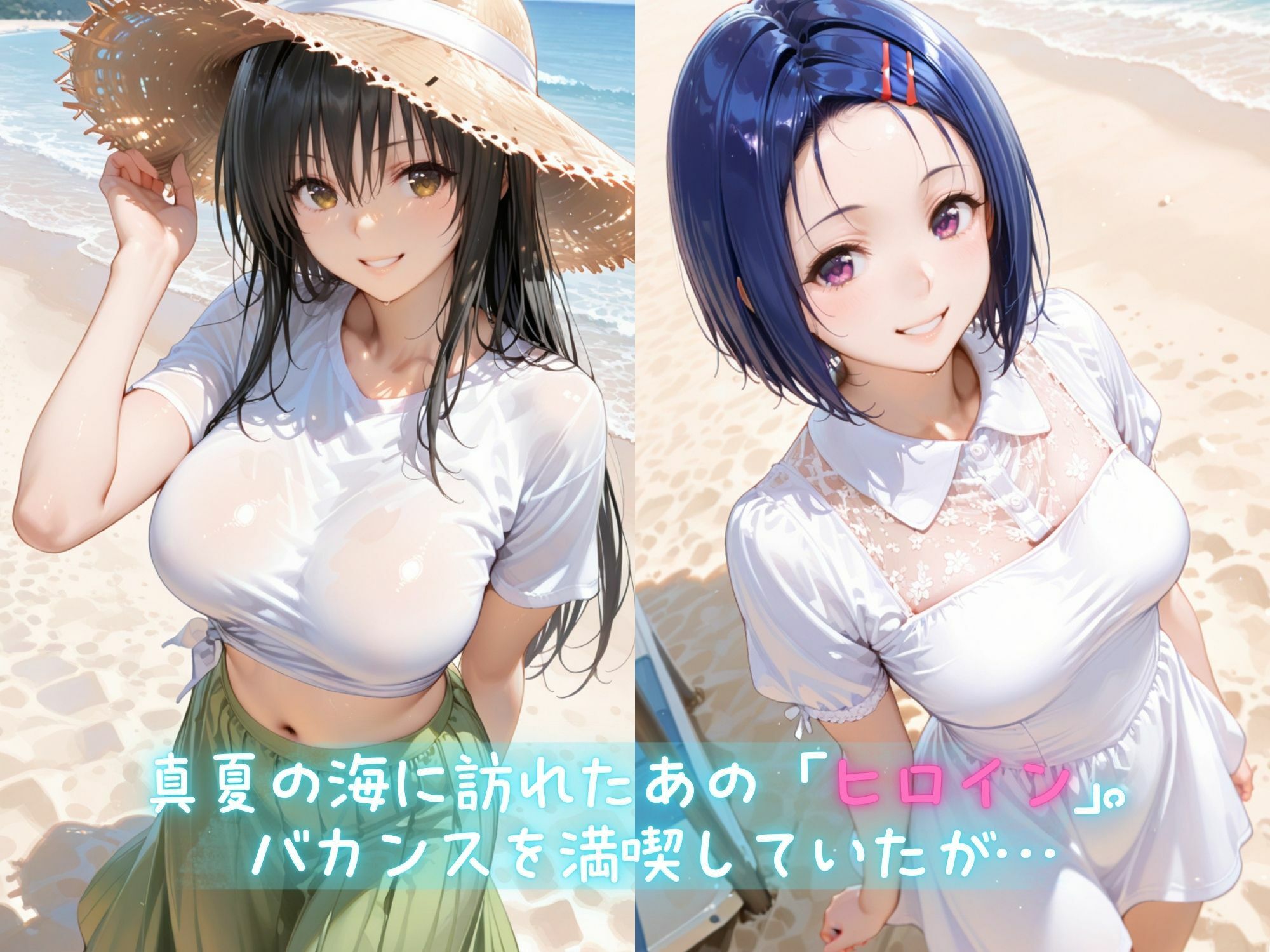 メス堕ちヒロイン  〜 ゆ●＆は●な 夏の海編 〜 サンプル1ページ目