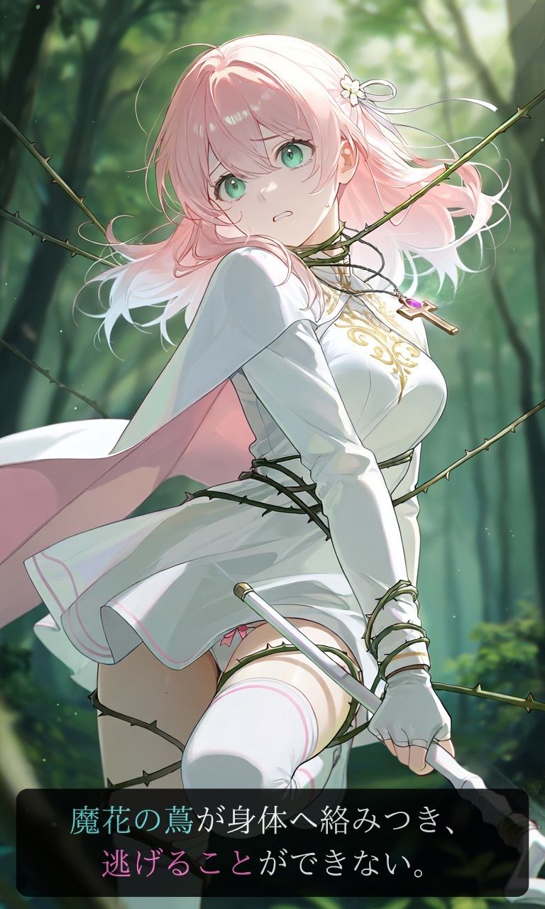 【ストーリー×イラスト｜ストーリー版】ミスティック・ブルーム-心優しい治癒術師、魔花に呼吸を奪われる秘境の花園-【ニーソックス/首絞め/ファンタジー/美少女】 サンプル4ページ目