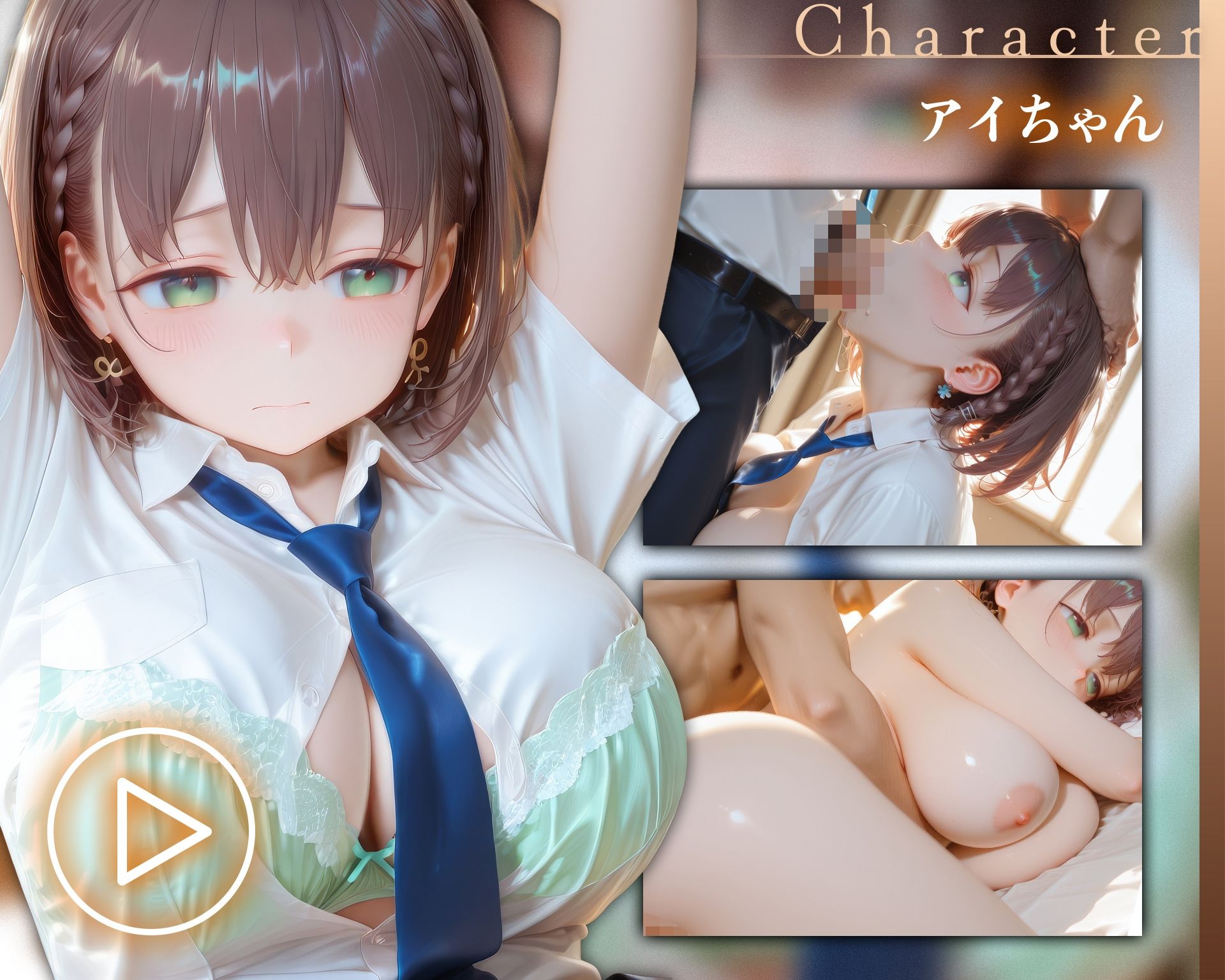 【イラスト＋アニメ付き】アイちゃん、服従！たわわな巨乳JK肉便器調教記録録 〜アイちゃんの極上おま●こ24時間搾精耐久〜 サンプル1ページ目