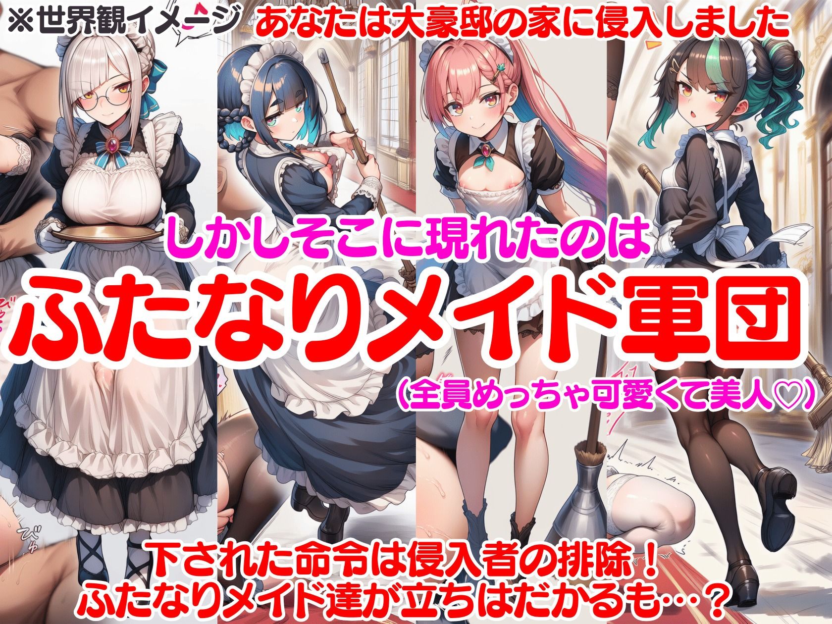 ふたなり即堕ちメイド軍団〜アヘ顔即射精でメイドみるく大量生産〜 サンプル1ページ目