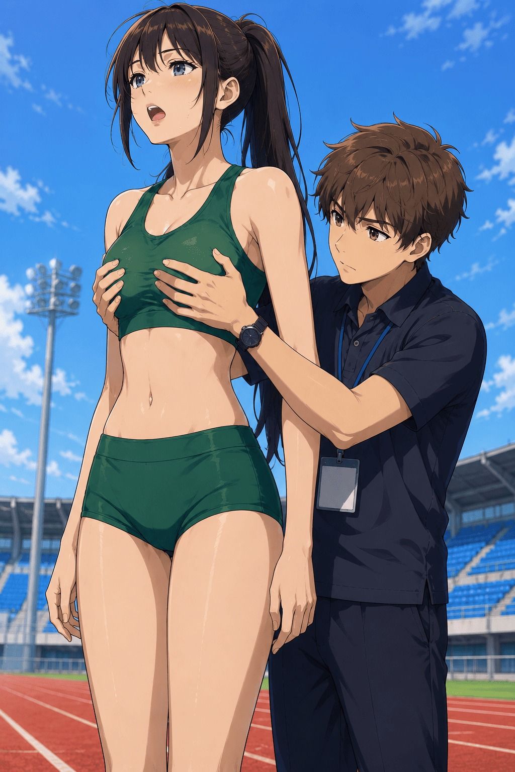 【CG】高身長女子陸上部員のおっぱいを支える低身長男子たち！ サンプル10ページ目