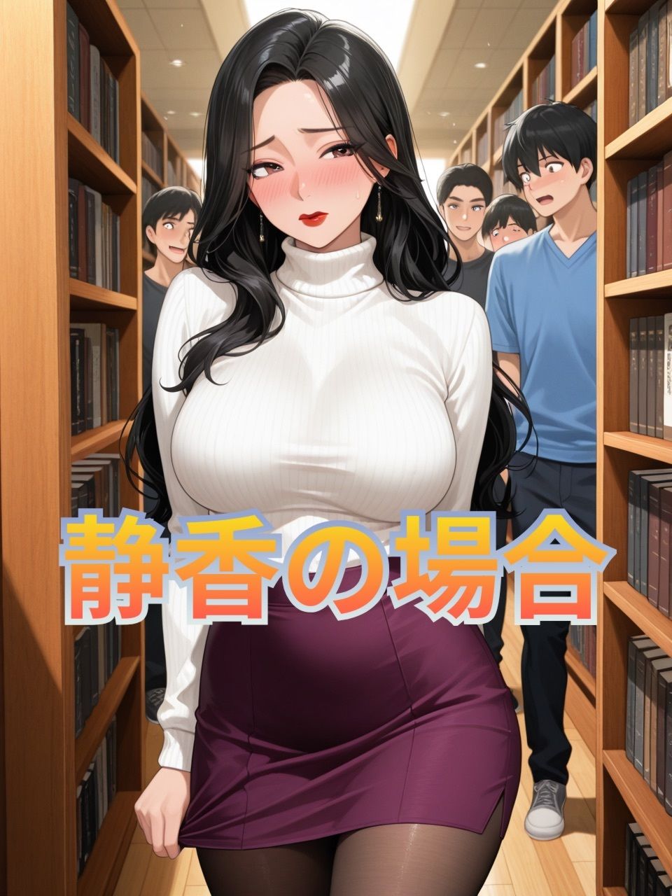 絶対に声を出せない場所で、絶頂を繰り返す女達  図書館編！ サンプル2ページ目