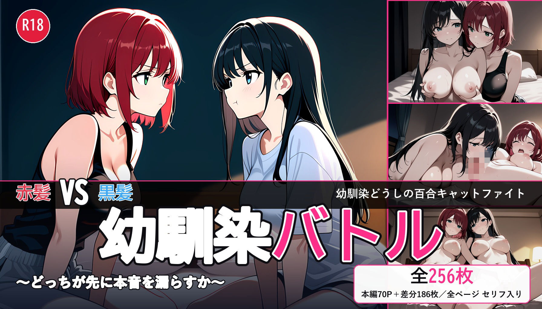 【百合バトル/キャットファイトCG集】幼馴染バトル〜どっちが先に本音を漏らすか〜 全256P サンプル1ページ目