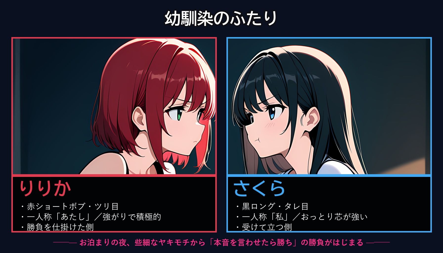 【百合バトル/キャットファイトCG集】幼馴染バトル〜どっちが先に本音を漏らすか〜 全256P サンプル2ページ目