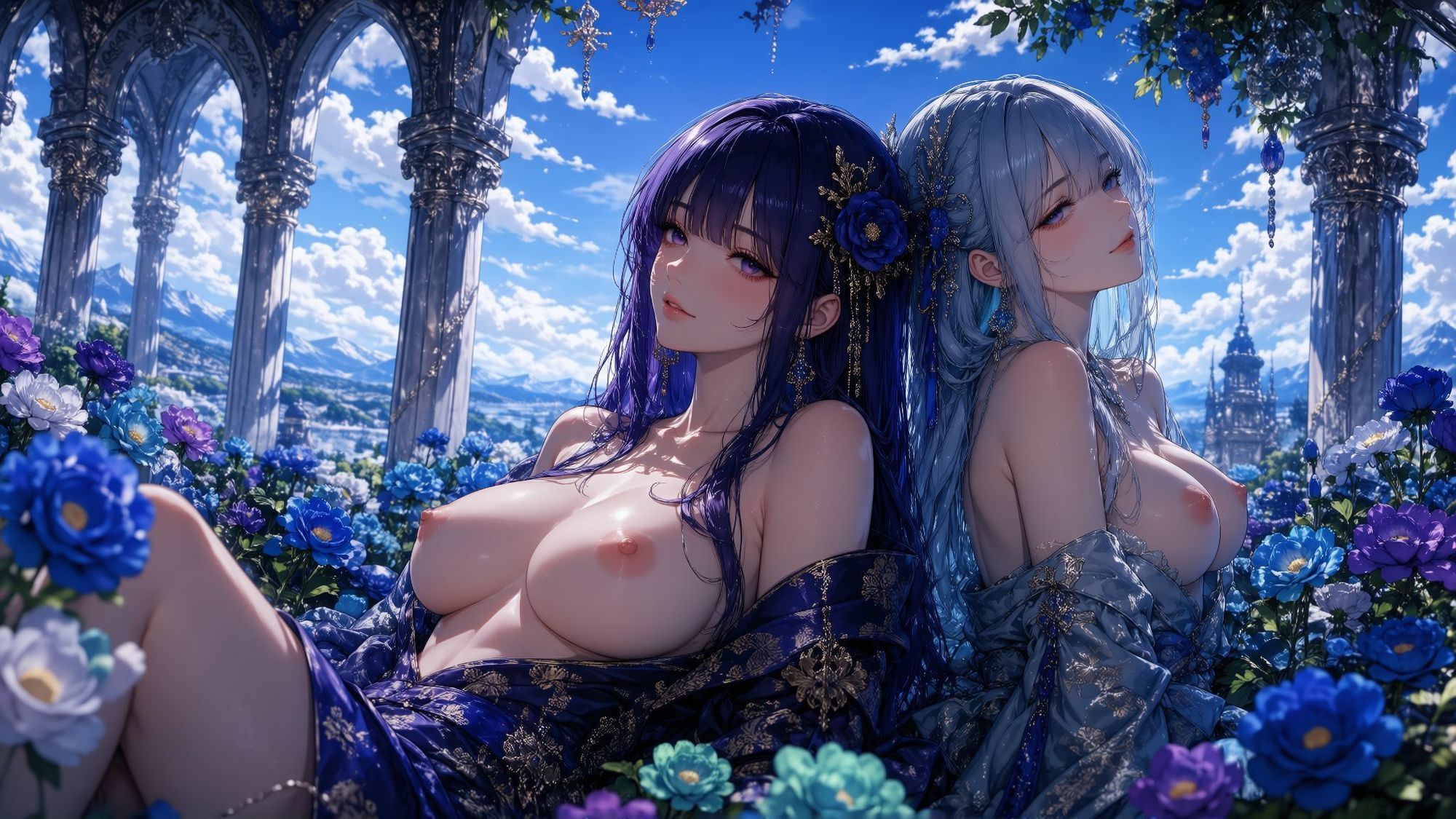 【500枚・4K超高画質】極彩色の花ざかりと艶やかな美少女たちに魅せられる極上のイラスト集【3840×2160px・PNG・横長】圧倒的情報量・最高峰の描き込みでおくる耽美なプレミアム保存版 サンプル4ページ目