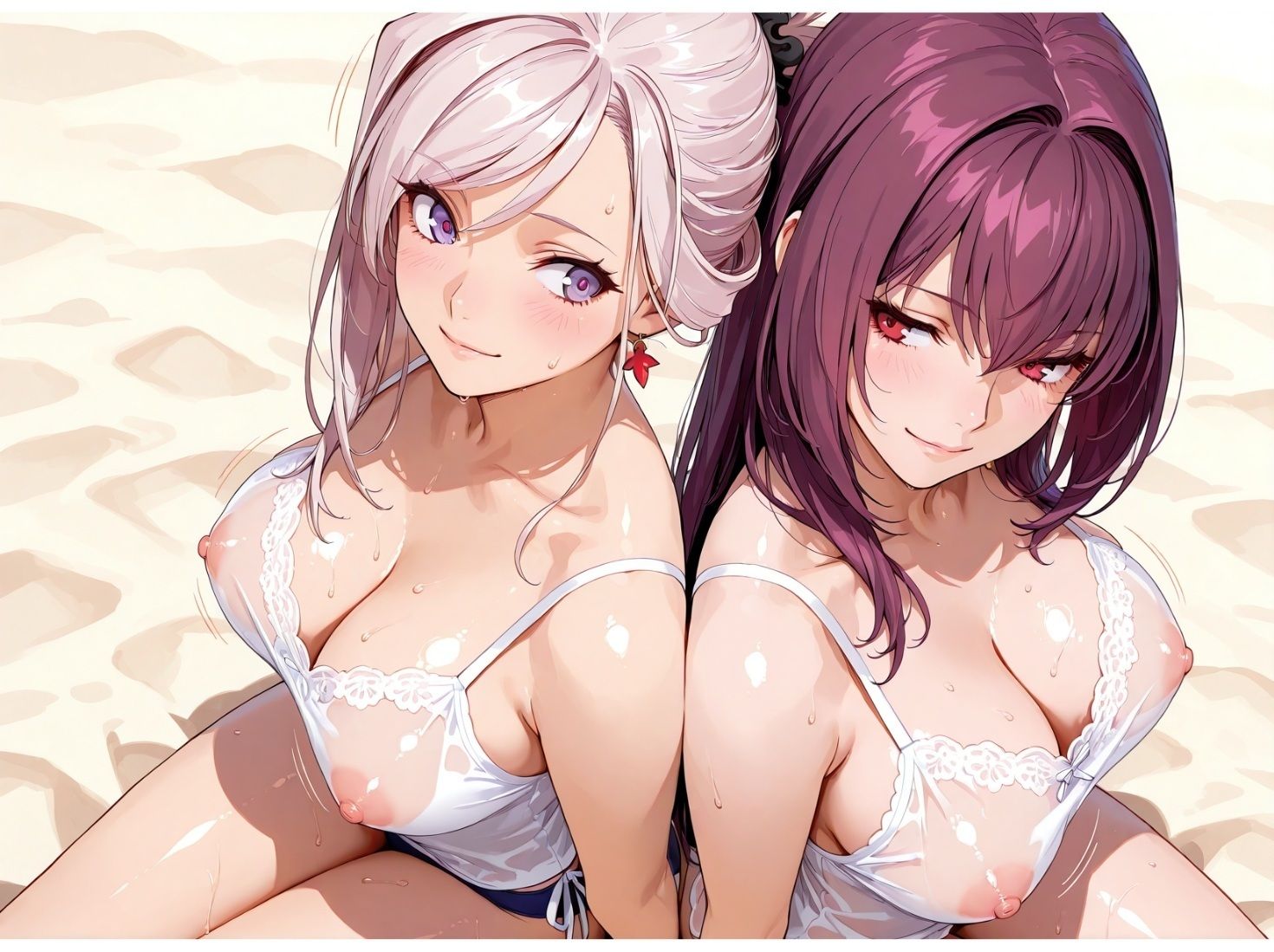 武◯＆スカ◯ハ  ビーチでイチャラブSEX サンプル1ページ目