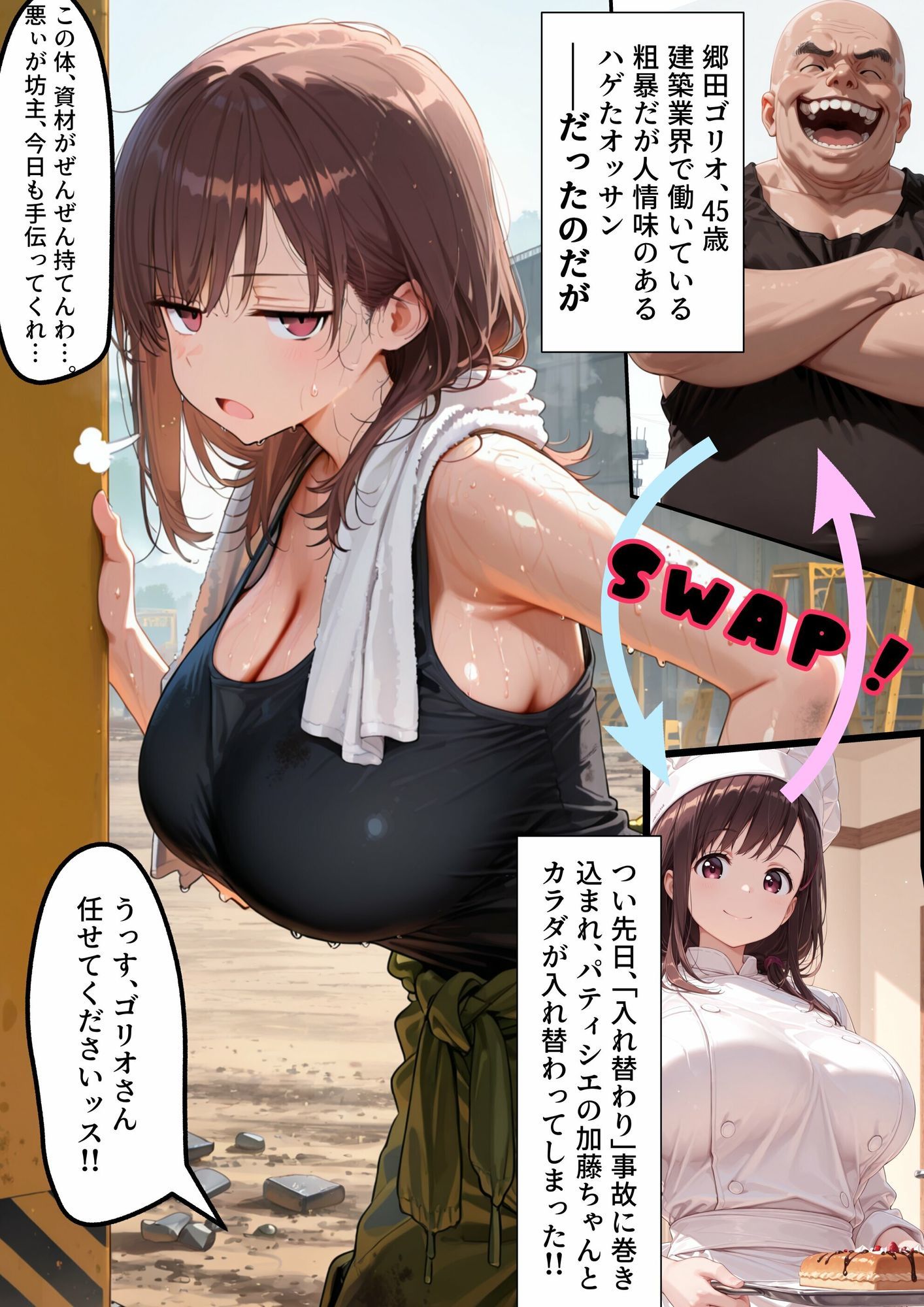 TS2作品セット17（【入れ替わり】ゴブリン令嬢と呼ばれた女・【入れ替わり】パティシエ美女と土建屋おっさん） サンプル6ページ目