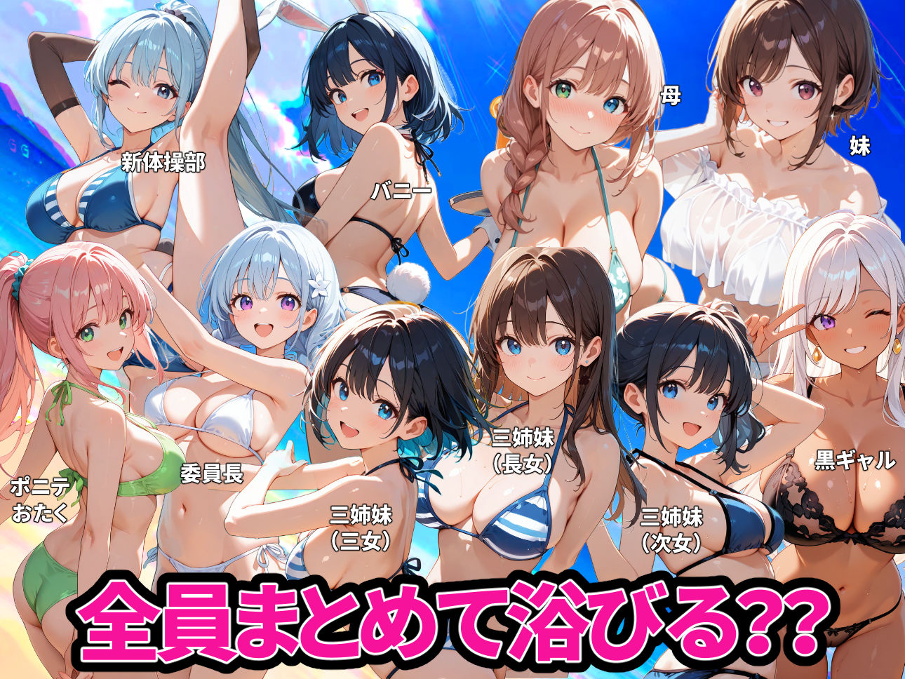 【アニメ】夏ビーチハーレム  水着美女55人SP【美麗動画・フルボイス・フィニッシュ有】 サンプル8ページ目