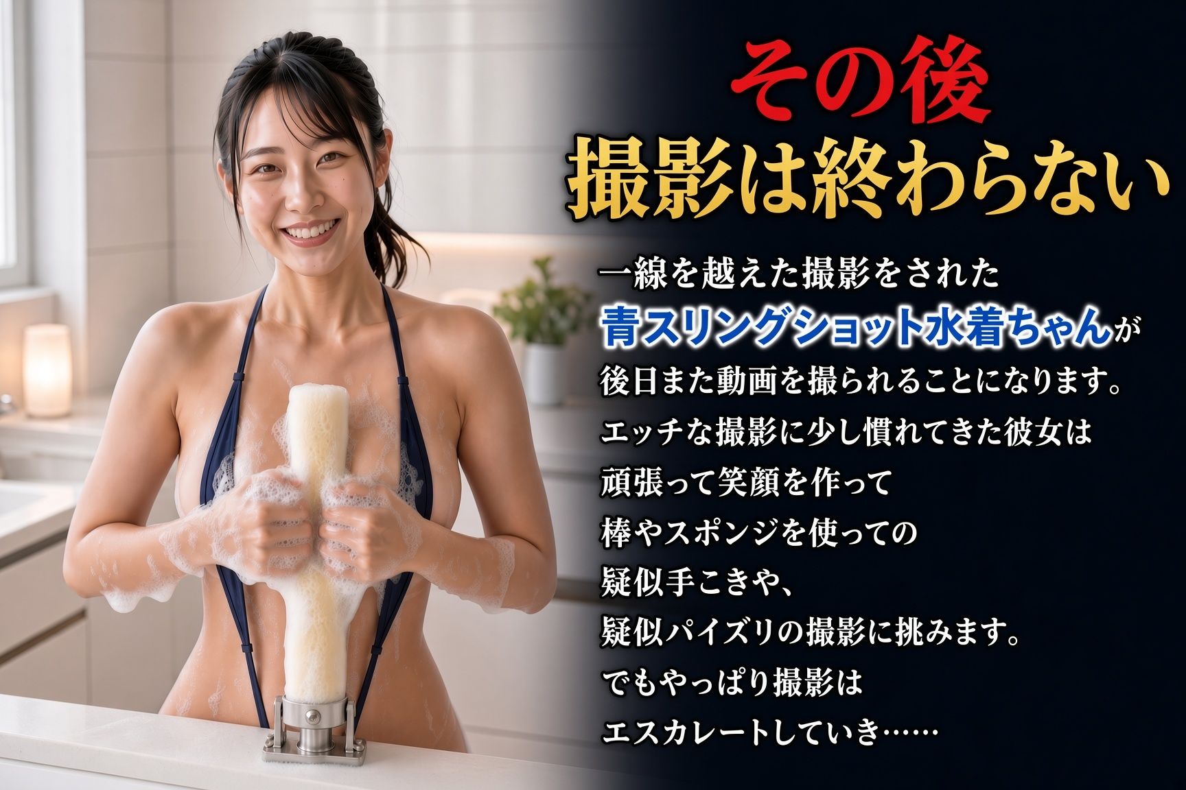 セクシーな水着撮影だったはずなのに…… 新人グラビアアイドルが裏切られ、ポルノ動画を撮られ、淫語まじりの恥ずかしい宣伝文句を言わされるまで 青スリングショット水着ちゃん篇 サンプル5ページ目