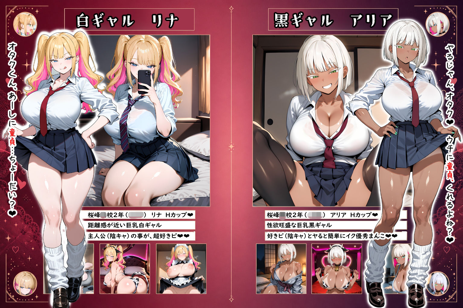 【巨乳ギャルハーレム】一軍巨乳ギャル2人のお世話係〜陰キャの俺、入り浸りHハーレム生活〜【白ギャル×黒ギャル】 サンプル1ページ目