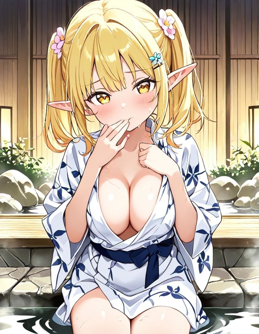 エルフ村でのえっちなハーレム性活 エルフ村の唯一の男として永遠に搾られることになったお話  浴衣編 サンプル1ページ目