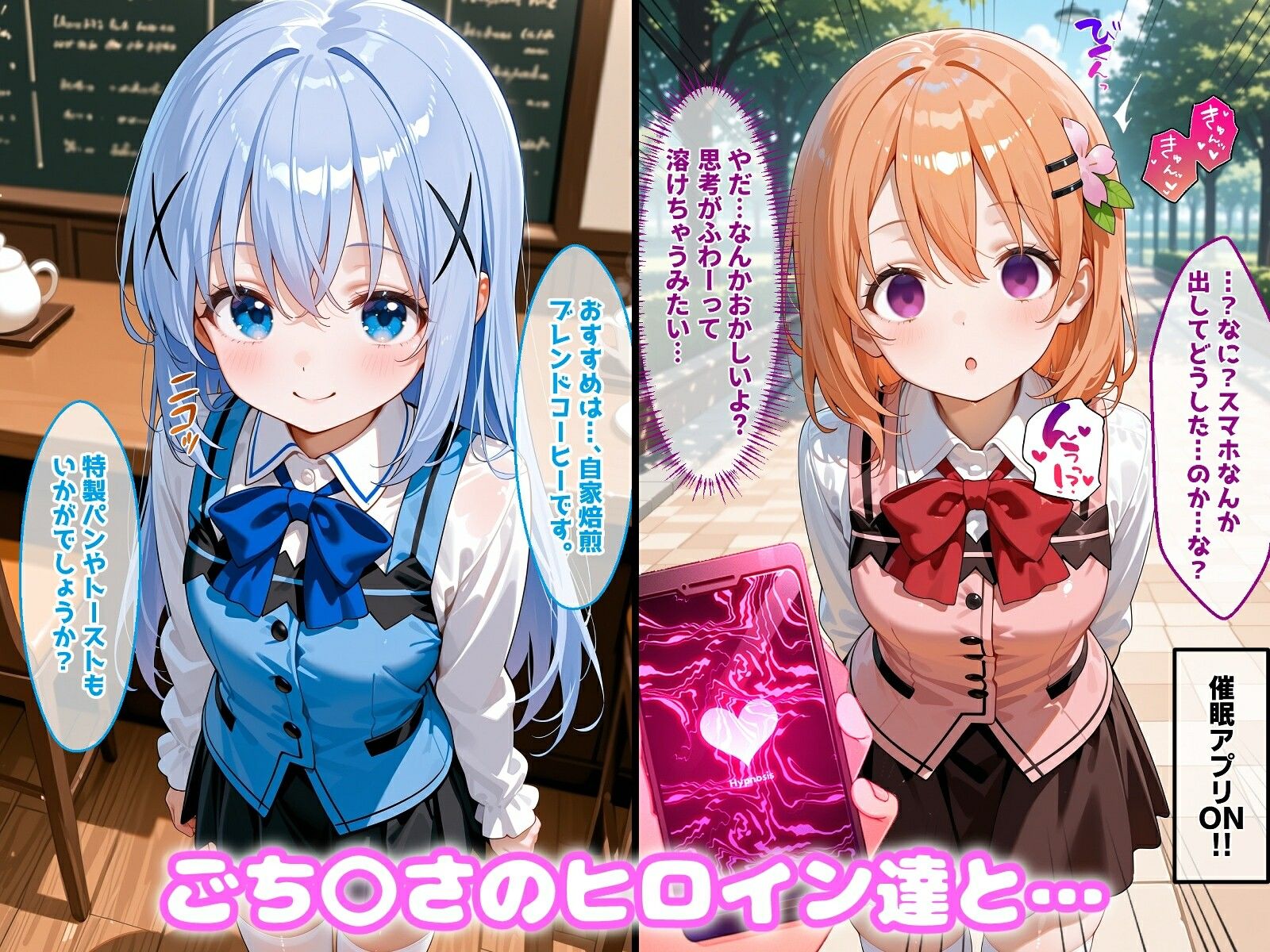 〇眠アプリで妊娠孕ませ  ごち〇さのヒロインたちと膣内射精えっちする話 サンプル1ページ目