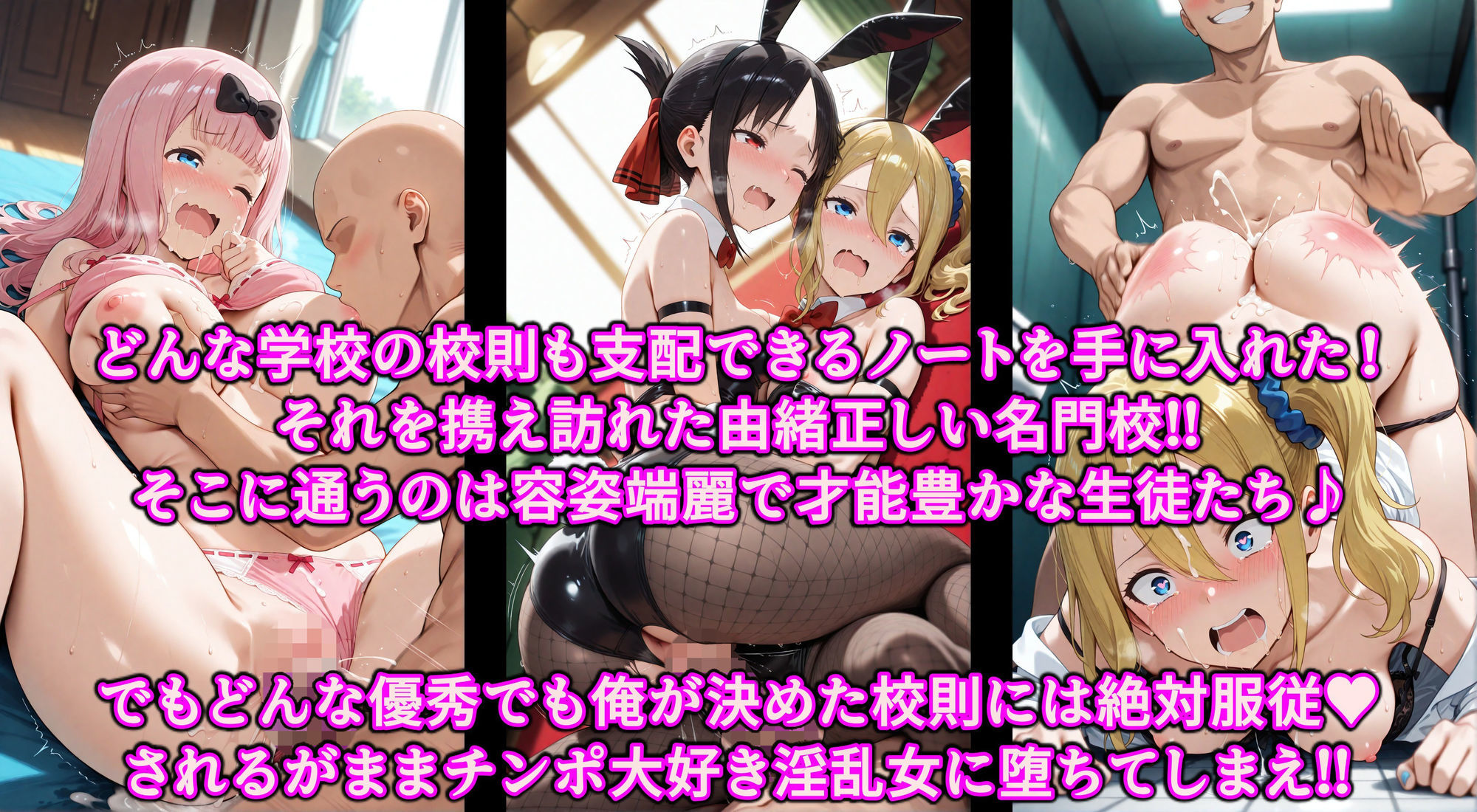 かぐや様達をエロ支配したい！！校則洗脳で生徒全員いいなり発情♪精子ベトベトでチンポ媚びる淫乱性奴 サンプル1ページ目