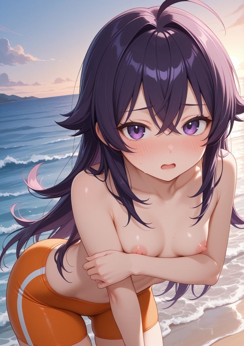 ビーチで女の子が男水着チャレンジするやつ 1 サンプル7ページ目