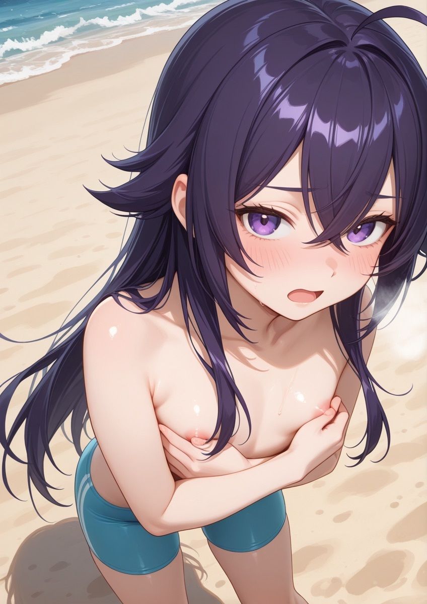 ビーチで女の子が男水着チャレンジするやつ 1 サンプル10ページ目