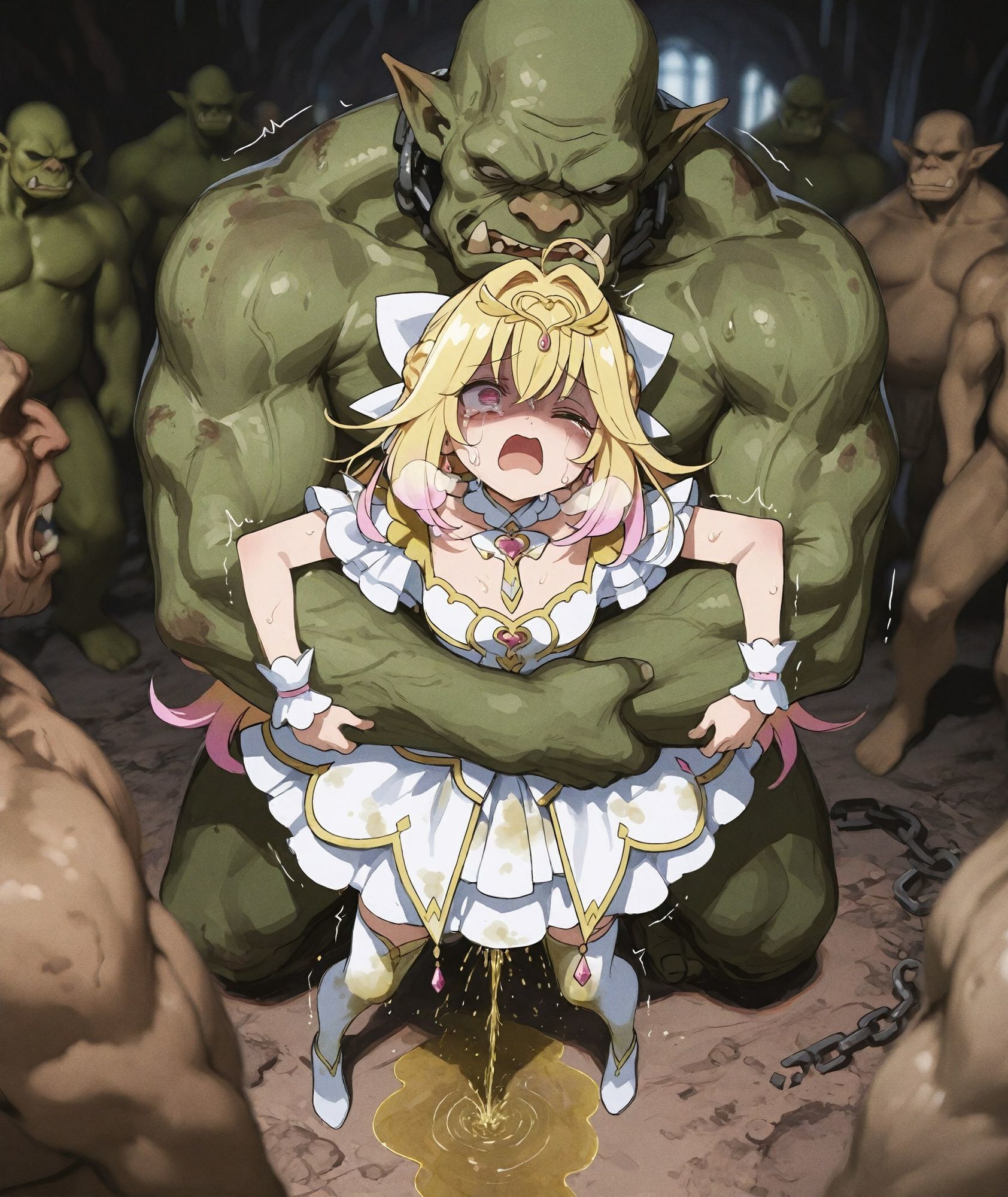 【森亜るるか】 淫獄陥落悪堕 〜純潔の魔法少女がオークの肉便器へと堕ちる二段変身レ●プ〜 サンプル2ページ目