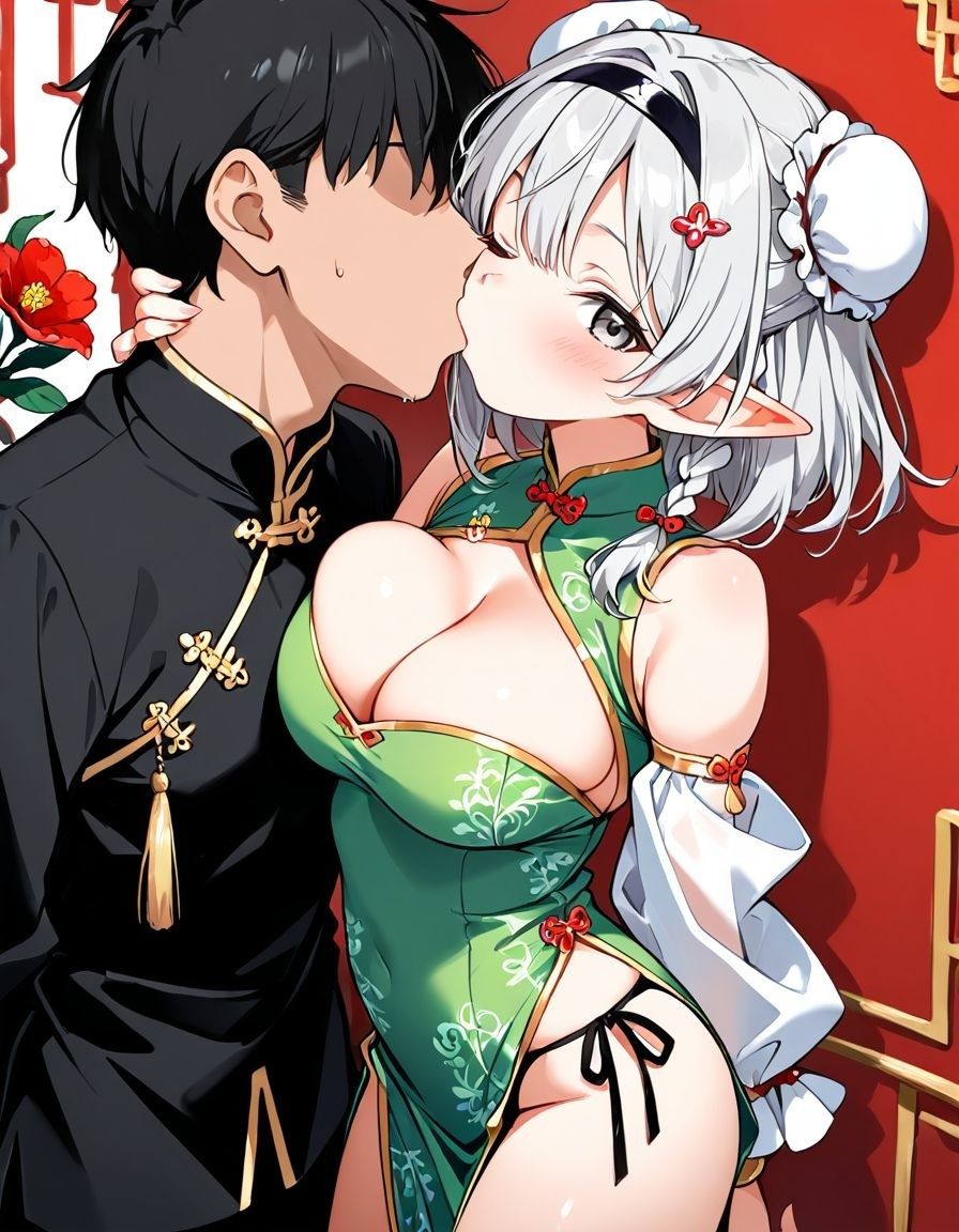 エルフ村でのえっちなハーレム性活 エルフ村の唯一の男として永遠に搾られることになったお話 チャイナ服編 サンプル3ページ目