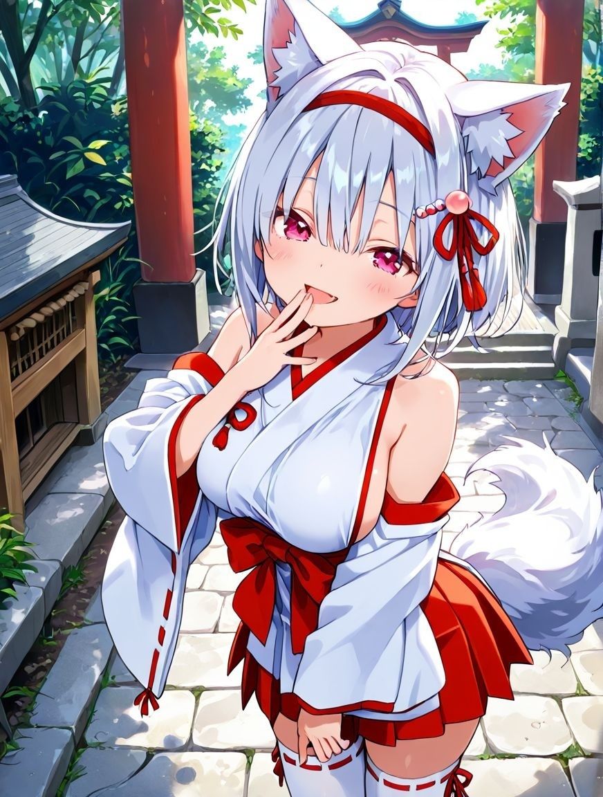 ケモミミ美少女達のえっちな発情期 巫女服編 サンプル1ページ目