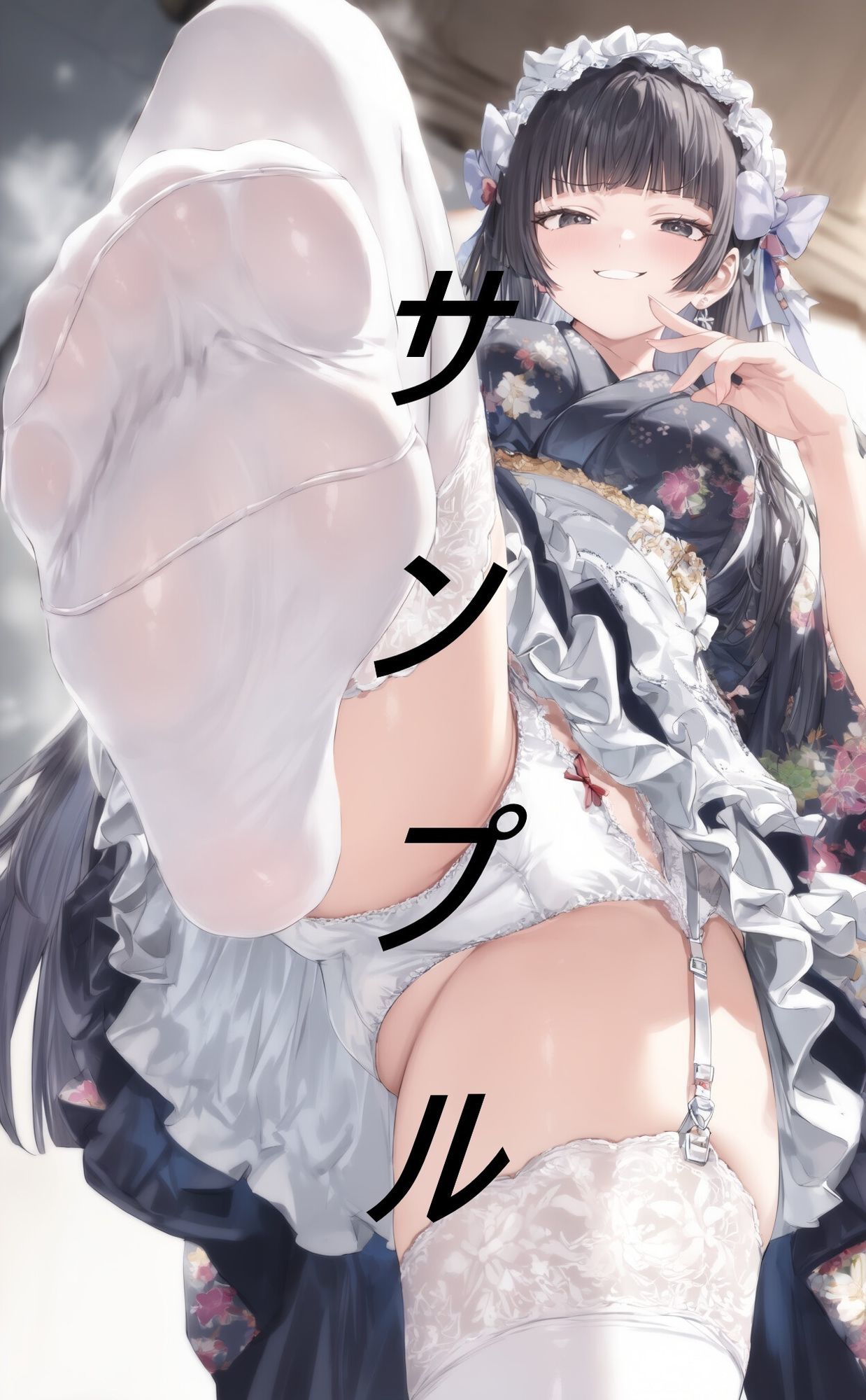 黒髪姫カット和風メイドに踏まれる画集 サンプル2ページ目