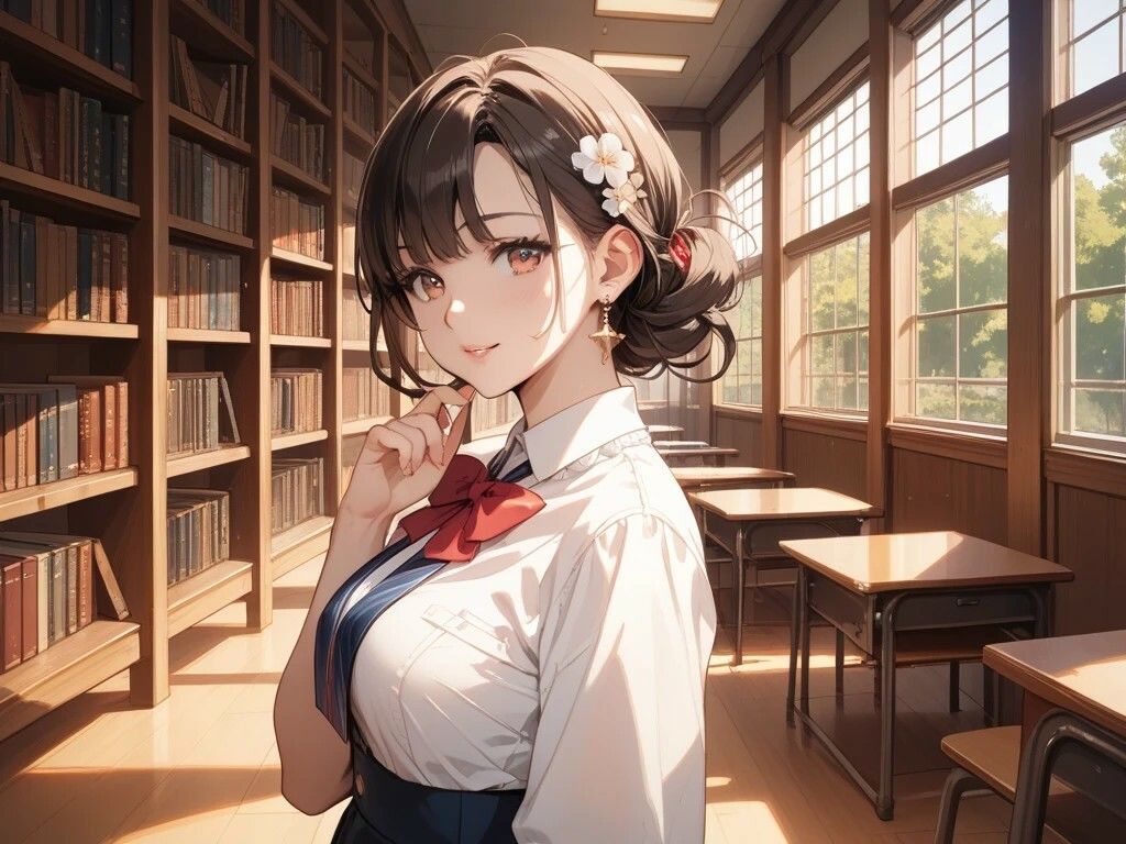 図書室プレイと学校プールプレイと工場で働く美女と鍾乳洞散策美女 サンプル1ページ目