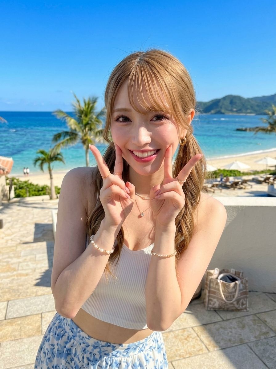 明るく人懐っこい159センチ彼女の「ねお」青い海と白い砂浜、そして二人きりの夜の秘密のシーン  無邪気な笑顔の裏側 サンプル1ページ目