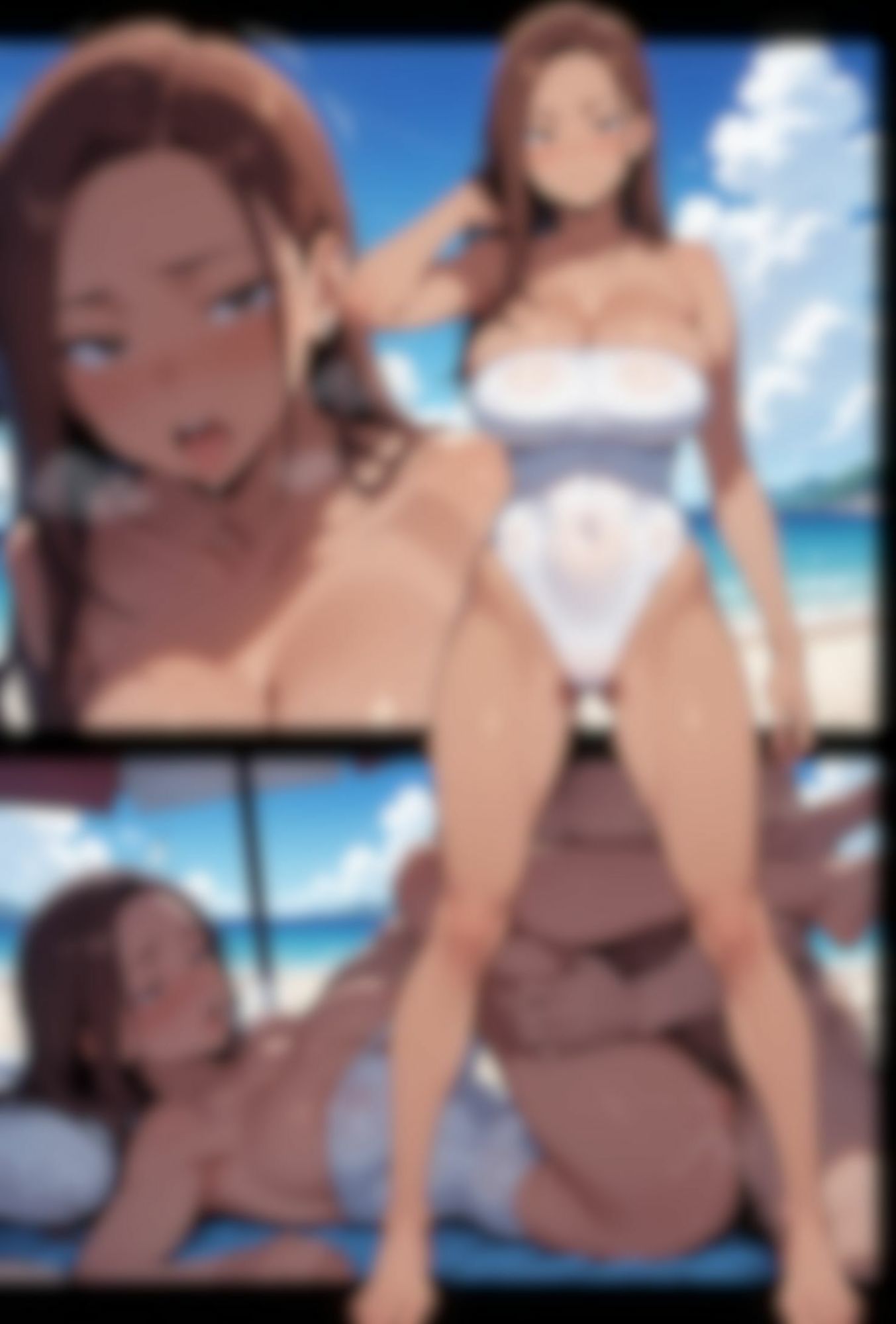 爆乳、黒ギャルとビーチで水着でエッチ（高画質） サンプル4ページ目
