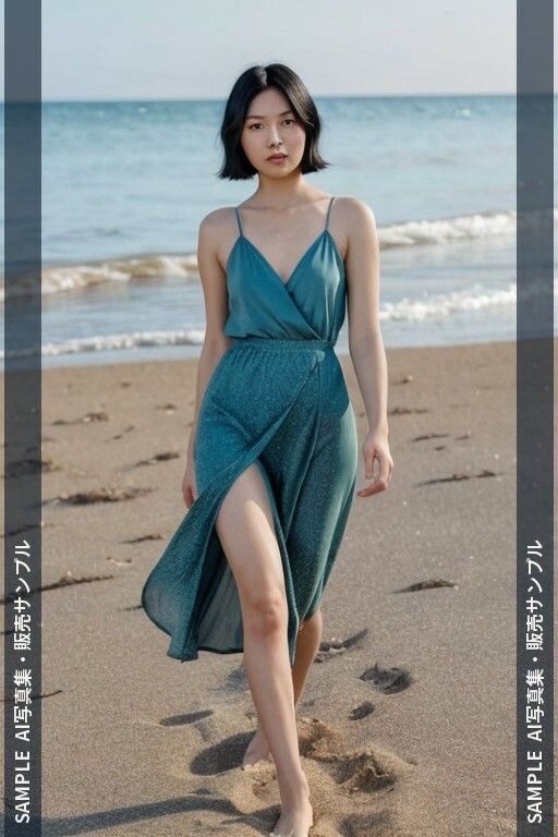 AI写真集 ショートヘアの彼女たちと過ごす海辺の休日 ベッドルーム・バスルーム・海・プール編 サンプル2ページ目