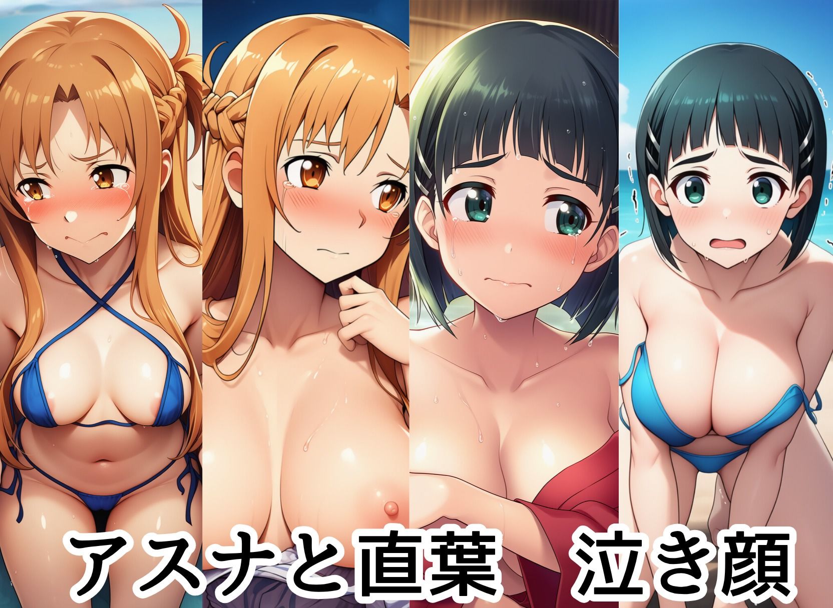 アスナ＆直葉が寝取られ！  泣き顔抵抗も虚しくイカされてアヘ顔で種付け中出し サンプル1ページ目