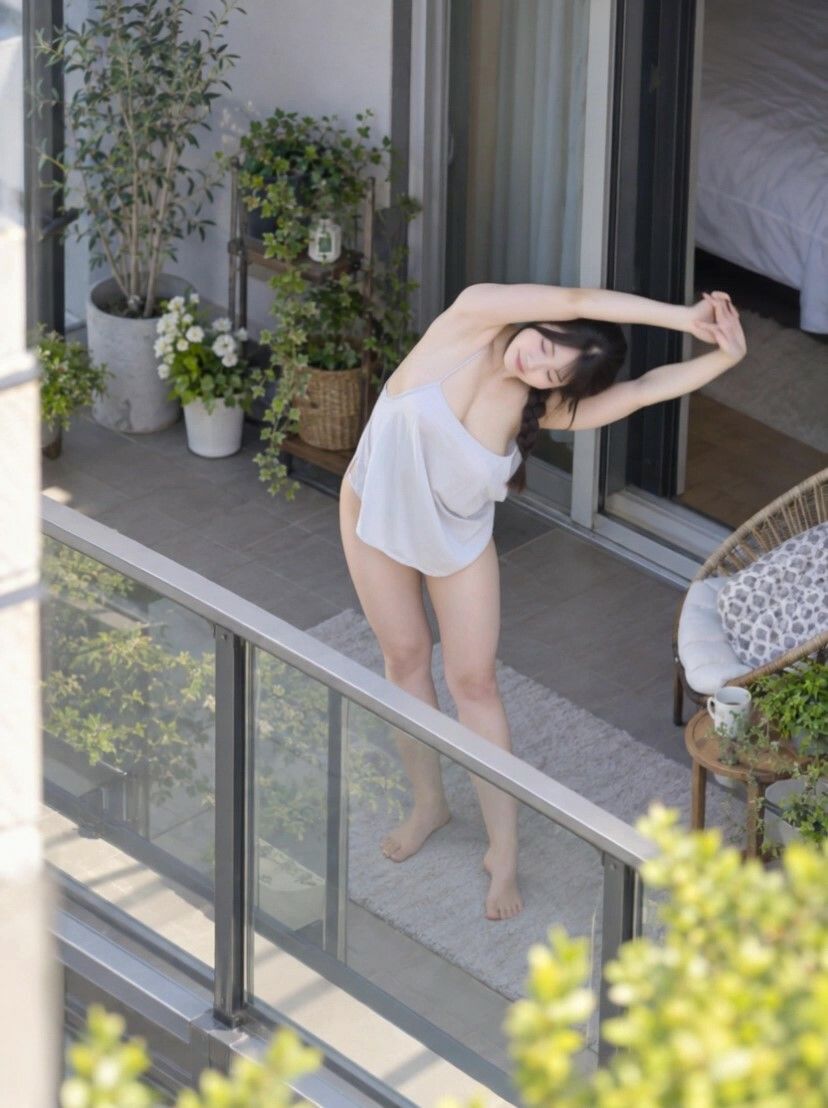 朝から無防備すぎる！？  向かいのお姉さんのベランダ体操 サンプル1ページ目