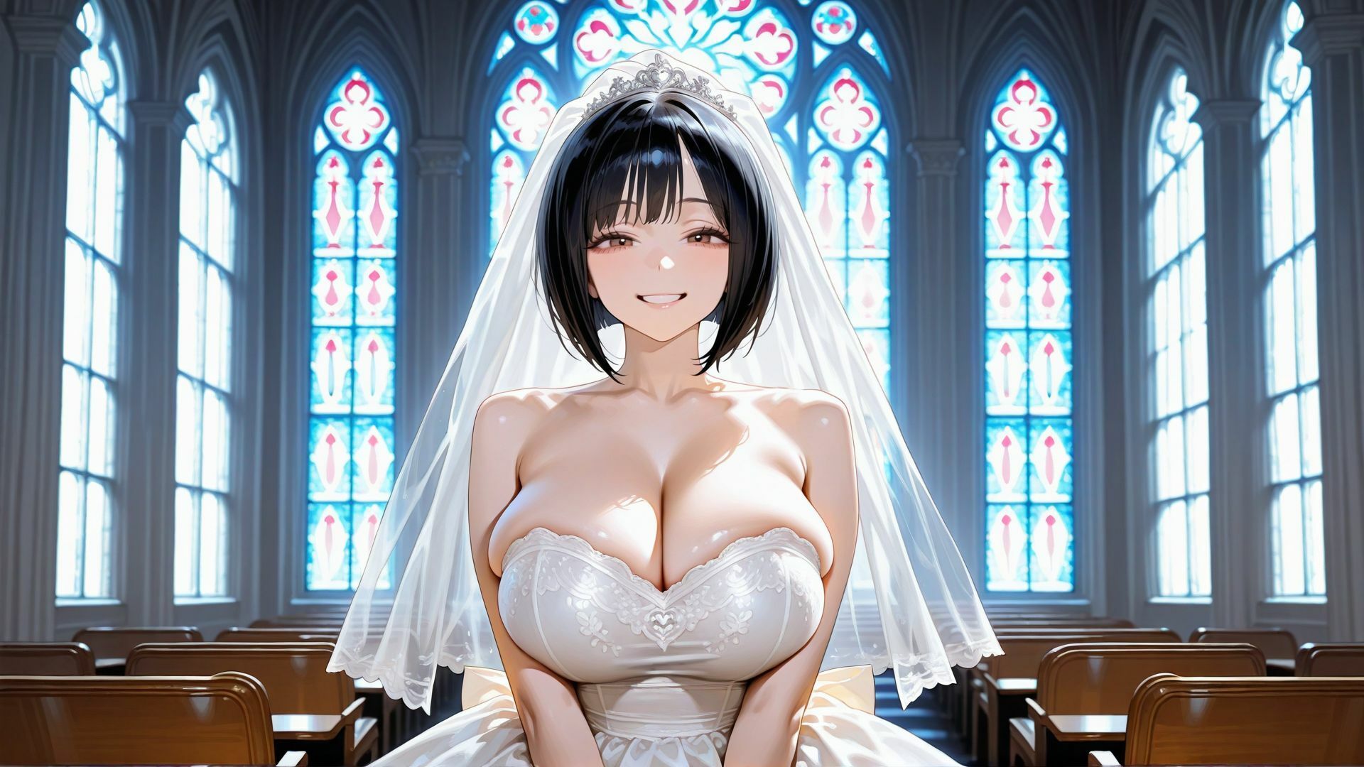 【4K】爆乳花嫁をウェディングドレスのまま濃厚中出し孕ませ サンプル1ページ目