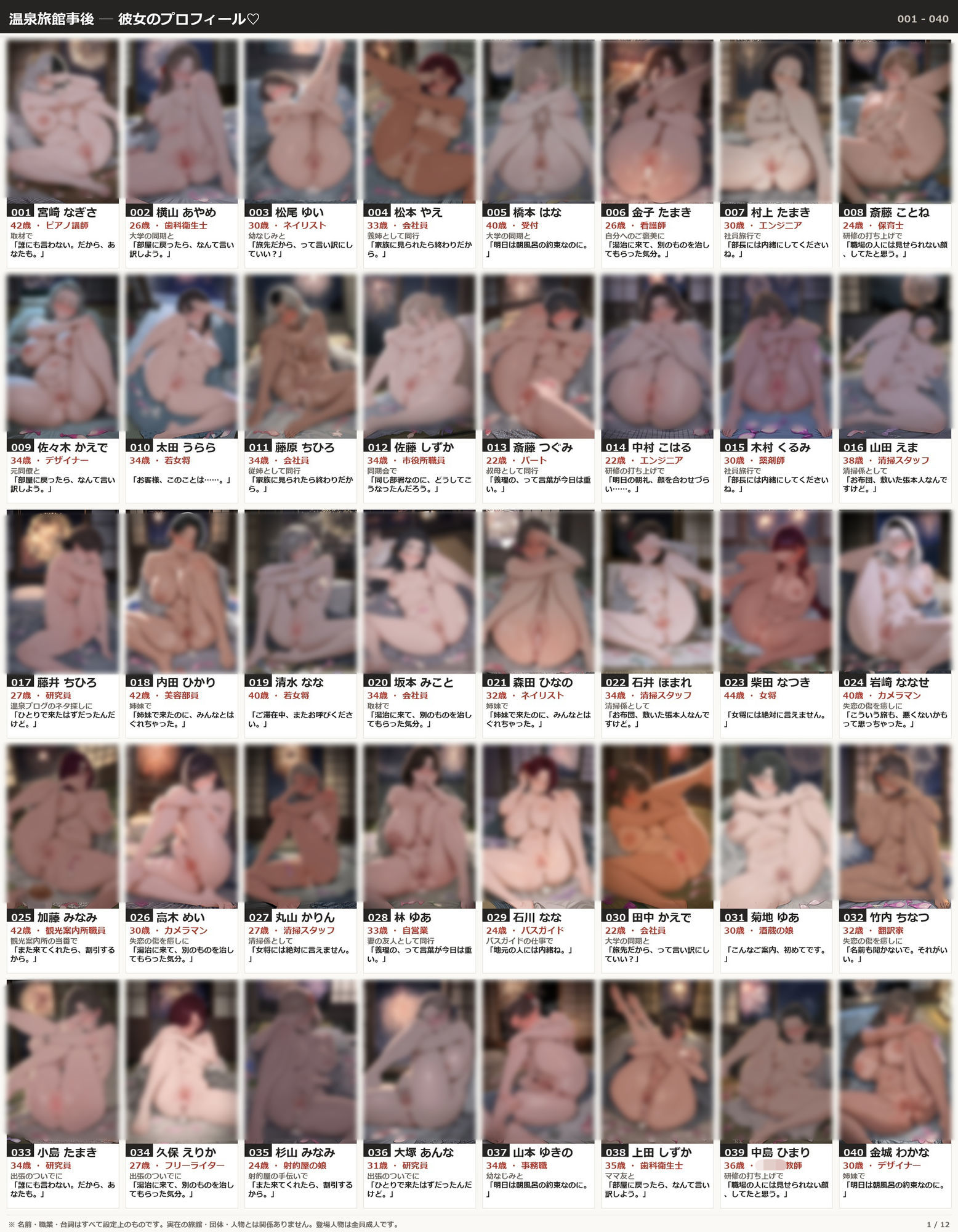 温泉旅館事後480人 〜女子旅もOLも仲居さんも、全47職種〜 サンプル2ページ目