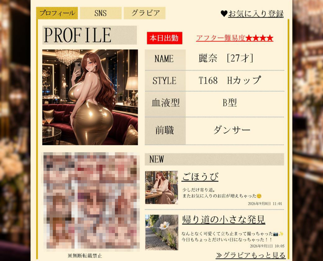 キャバ嬢秘密のプロフィール帳〜お持ち帰り成功でドレスのまま乱れる〜銀座店 サンプル5ページ目