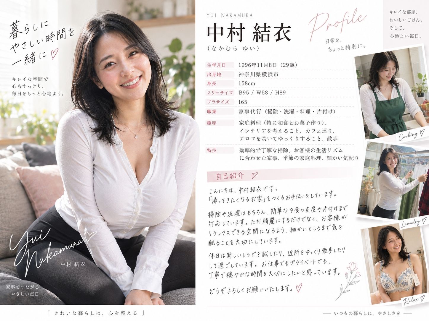 【AI生成】IMAGE VIDEO ＆ AI写真集 Vol.7 中村結衣 わかば家政婦紹介所/家事代行（29） 「エッチなお願いも笑顔でOKしてくれる  妻代行のお姉さん」 サンプル1ページ目