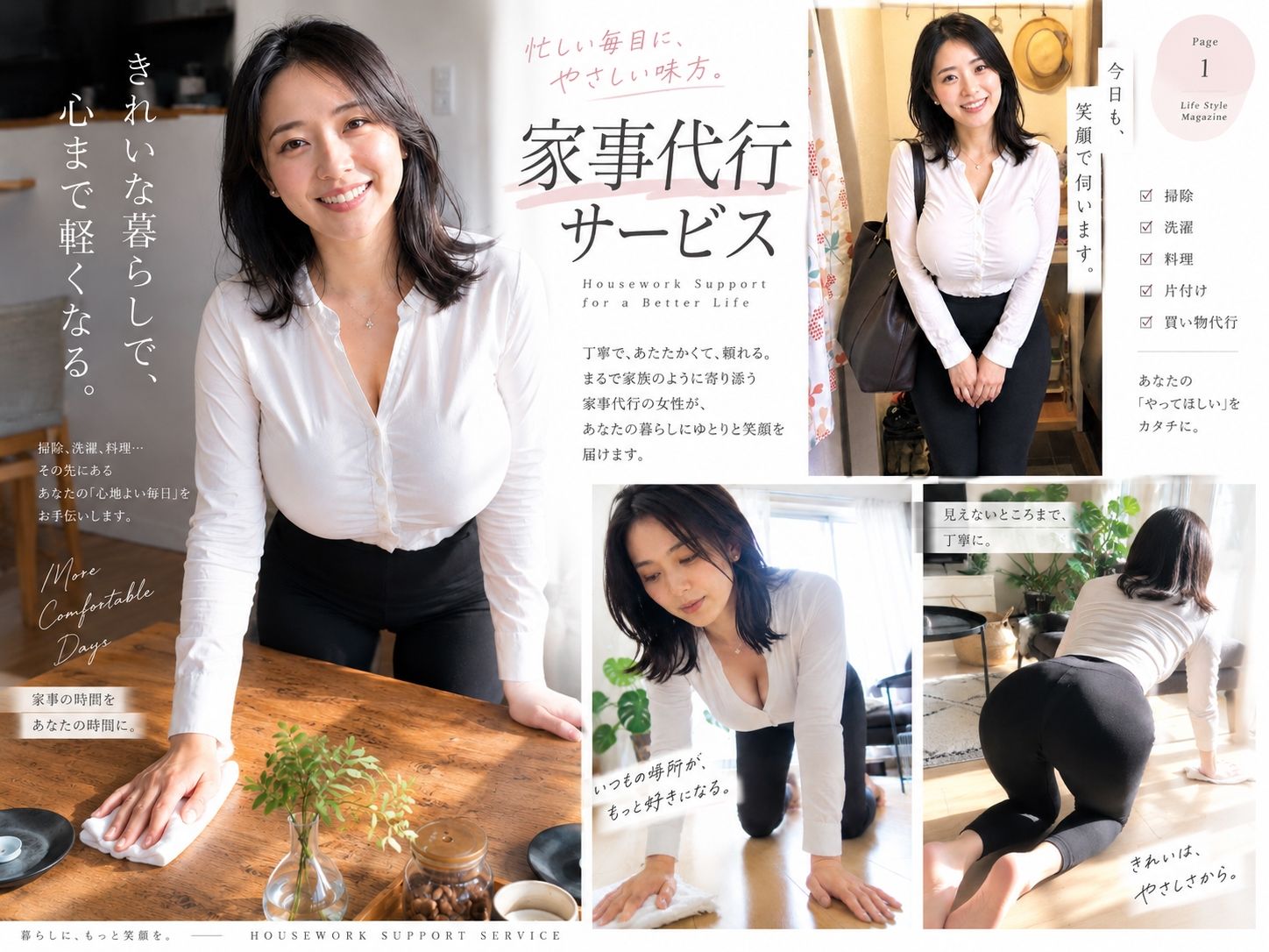 【AI生成】IMAGE VIDEO ＆ AI写真集 Vol.7 中村結衣 わかば家政婦紹介所/家事代行（29） 「エッチなお願いも笑顔でOKしてくれる  妻代行のお姉さん」 サンプル2ページ目