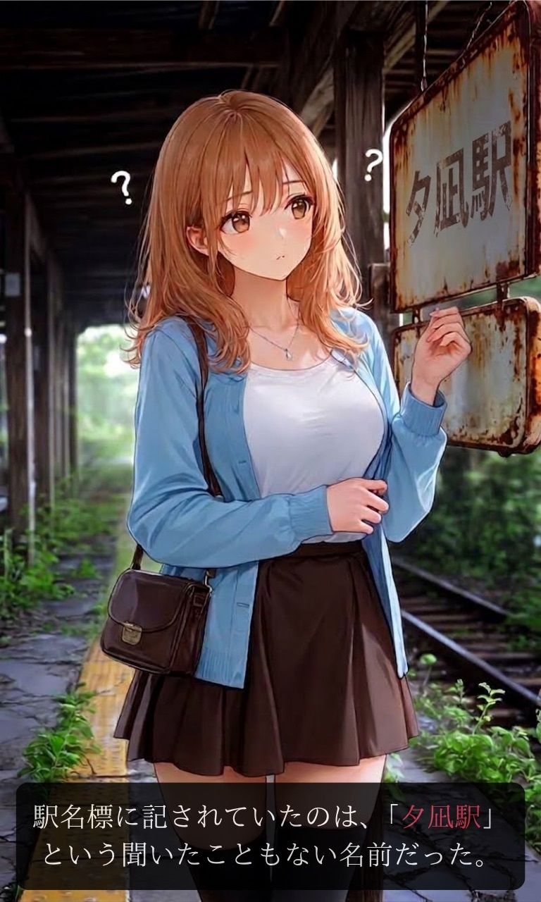 【ストーリー×イラスト｜ストーリー版】夕凪-女子大生、待ち続ける幽霊に呼吸を奪われる廃駅-【ニーソックス/首絞め/絶対領域/美少女】 サンプル4ページ目